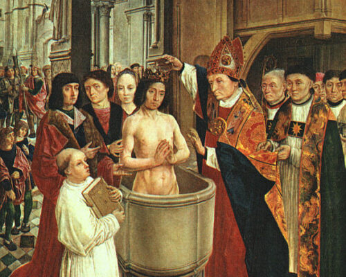 MASTER of Saint Gilles
The Baptism of Clovis
1500
Wood
National Gallery of Art, Washington